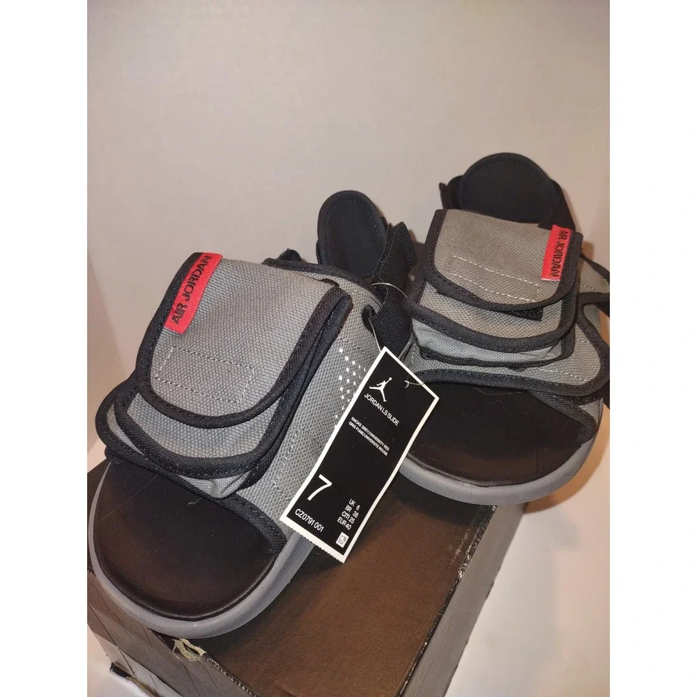 NIB Nike Jordan LS Slide Sandals Smoke Grey University Red Mens Size 7 CZ0791001
